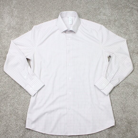 State & Liberty Shirt Men Medium Red/White Athletic Fit 4 Way Stretch L/S Button - Picture 2 of 15